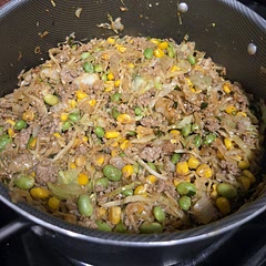 I added edamame and corn because I just love it in everything lol. Fun recipe.  I added more seasonings than what was in the recipe 