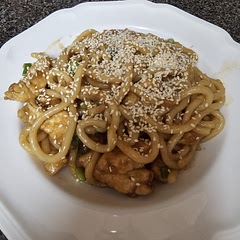 Ok... this is a killer!
Doubled the sauce, served with Udon noodles and Edamami beans.
The family loved it.... very flavorful