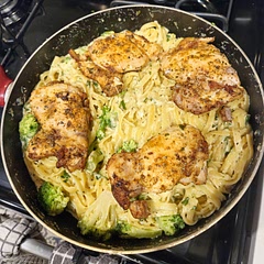 Added chicken thighs and broccoli.