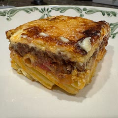 This was amazing!! I cut the recipe in half and didn’t change much. I used lamb vs beef, ziti noodles, no beef bouillon, and added 1/4 tsp dried oregano, and used parmesan in place of the Kefalotyri. This took awhile to make but it was so worth it! It tasted delicious and the meat sauce had great depth of flavor. Will definitely make this again!