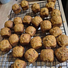 These turned out really good! Made them in a mini muffin pan. Cooked for 20 minutes and that was just a little to long. Also a little on the sweet side. Might decrease sugar a bit next time.