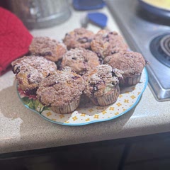 This is a great recipe. Very moist, fluffy and bouncy! Had a great rise and spread. I used 2 cups of blueberries (tossed in some of the dry mixture) and I cut in the butter for the crumb topping (cut in well, very small butter chunks). This is my “go to” blueberry muffin recipe now.