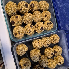 I replaced pepitas with cashews, used peanut butter, and raw honey in place of filtered honey. I didn't use a food processor, but mixed all ingredients together instead. They're a good snack.