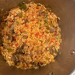 Good one pot meal during that week with leftovers. I had deer brats to use so this worked well. Also added one small onion with the green peppers. Swapped cayenne with with other random pepper spices we had. Also, added a scoop of sour cream to each bowl when serving to add that creamy touch (highly recommend to do this if you need something extra ).