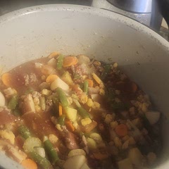 So hearty and warming in the winter time very good. Added little bit of Maggie seasoning to give little bit more flavor.
