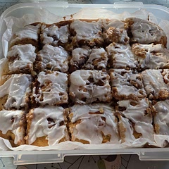 Very good. Made for DS1's birthday, 2026. Cut sugar in cake batter to 60g (due to sweetness of cinnamon swirl and top glaze), was delicious. Also added 1tsp salt.

Cooked in enamel tin approx 9 x 11, cooked through in 30min.