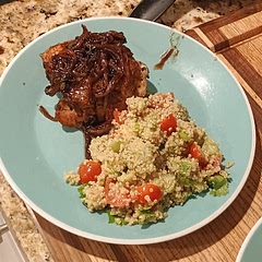 We left the skin on and didn't regret it. This was very delicious and would pair well with any side dish. 10/10