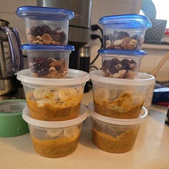 Made a few changes as I read some people noted it wasnt sweet enough. Bit of honey, maple syrup, or I used dates to fix that. I choose bananas to go with it and some protein granola and dark chocolate. Made about 6 containers worth. Made for great grab and go breakfast.
 