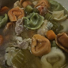 Changed the egg noodles for some cheese tortellinis. I used 2 cups which might have been a bit much, but if you're a big eater it still feels like a soup, it's just VERY hearty. Also made it with frozen chicken, put it 12 minutes instead of 7 like the article recommended. It was very good!