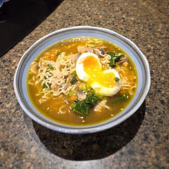 Excellent Ramen. Easy to make. Added things sliced chicken thighs first, then veggies and the rest.