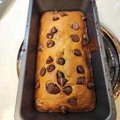 I added chocolate chips and it was soooo good. The smaller loaf only needed about 30-35 minutes and the bigger loaf only needed 50, so oven times may vary. I also microwaves about 2 tablespoons peanut butter with a little bit of butter and drizzled it on top with some hersheys chocolate syrup which really elevated the flavors