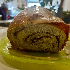 Perfectly moist, I did add a tiny amount of brown sugar to filling and did a glaze