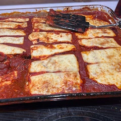 Had to add more sauce and mozzarella cheese. I also heated the tomato sauce with the herbs to flavor the sauce. Added 1/2 tbs of garlic powder to the sauce also. First time making a recipe using eggplant. I’m impressed with how good it turned out.