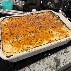 I made cauliflower mash instead of potato’s. Put it all together and broiled for 5-7 minutes instead of baking for 30-45 minutes.