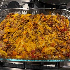 Enjoyed this dish! Added siete spicy taco seasoning to the meat, added an orange bell pepper, and used Trader Joe’s canned diced tomatoes with green chilies.