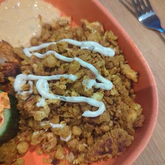 Added egg cos not vegan, was yummy
Might have added an extra spoonful of each seasoning 