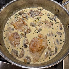 This was okay. I used chicken thighs instead - could probably double the chicken. I found that there was a lot of liquid even after reducing it. There was a lot of back and forth with the chicken in and out of the pan. 