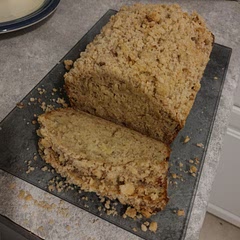Made a simple streusel to go on top and did half a cup white sugar and half a cup brown sugar. Super delicious 