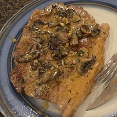 8/10 - I'd have it again, but after pouring in the cream, I'd put porkchops back on and put in oven at 325 for 10 minutes. 