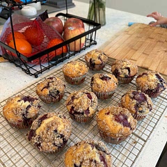 Used a cup of allulose for the batter instead of  sugar. I love how the jumbo blueberries made them turn purple lol. We loved them. Thank you!