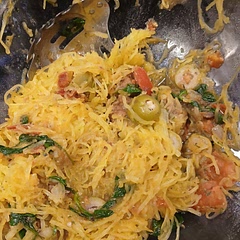 Outstanding!! Added some vegan meatballs and it was a hit. Subbed out spinach for chard since I had it on hand. Cut up some sliced stuffed green olives and sun-dried tomatoes. 