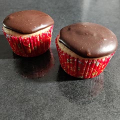 This is a perfect recipe for days when our kiddo announces, "I want to make cupcakes!" Each time we've made them from this recipe, we've gotten 5 perfect cupcakes. I alter the recipe to make them vegan, and the balance of the recipe works great for making different flavors like peanut butter and lemon. It's a wonderful treat without committing to 18-24 cupcakes from a recipe!