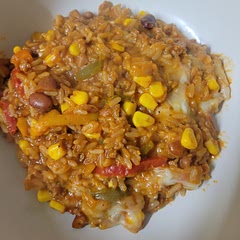 Used frozen veggies and worked well. Cooked rice and little longer than was written as the stock hasn't absorbed. 