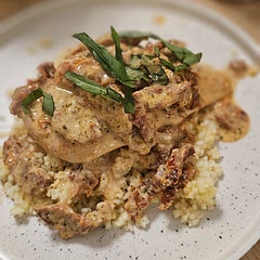 10 out of 10!! Insanely good. Meli says "I did marry it. lol. Phenomenal - better than restaurants where I've paid a lot of money." Served over pearled couscous and it was perfect. Would double the sauce recipe when cooking for 4 people because we love the sauce so much.