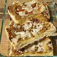 It would be better to season an oil The puff pastry, or marinate the tomatoes. The tomatoes did not get any of the seasoning making these very bland. I added more cheese afterwards to make it a bit better. 5/10