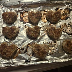 I didnt add parmesan cheese, too expensive but overall good and moist! 
(I did half chicken half pork) also shaped them as hearts for added fun