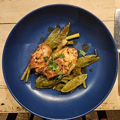 For my taste, this was absolutely stunning, but maybe a bit rich. Next time I would probably leave out smearing the seasoning on the chicken after already rolling it in said seasoning; less butter in the sauce and I won't cook the veg in the sauce so that they're more bland to balance out the intense flavours of the chicken. I also swapped out runner beans for other greens like mangetout and asparagus and it was delicious.
But this recipe was still amazing, these are only alterations for my and my family's taste!