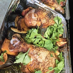 Delicious and easy
Made triple.
Season the veg well, and can add drumsticks instead of thighs, for much less fat
There are healthy couscous too, whole wheat or hummus couscous like I made