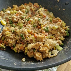 Time in the oven for tofu may have been a bit off because mine came out too dry and chewy. I also felt I needed to add vegan Oyster sauce to make it a bit more palatable but maybe that was just my personal taste. Added some Leeks and used frozen veg. 
