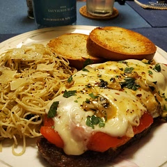 Another chicken cutlet variant.  Used a leftover fried cutlet. It was fantastic!