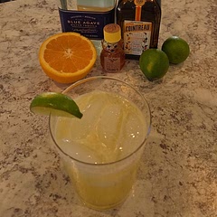 2 tsp agave. Plus grated frozen jalapeño! OR hot honey! Did 2 oz tequila, 1 oz cointreau, 1 oz lime, 1 oz orange juice. 