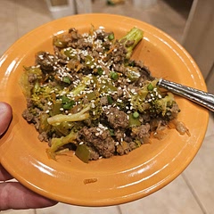 Very nice, little salty and sweet, great with or without the sesame seeds & green onions as a topping!