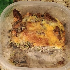 We used maple sausage and doubled it, and zucchini instead of bell peppers. It was delicious! We also added cheese on top. 10/10