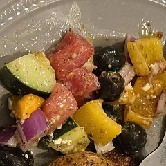 This was really good and tasted super fresh! I'm excited to try it tomorrow when the veggies are soaked more!