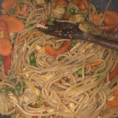 I use pasta said of noodles and I put in carrot and Kim Chi sauce.