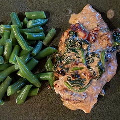 Good blend of flavor. 
Read someone added bacon and used the grease from frying the bacon in the pan to cook the chicken. I’ll try that next time. That sounds delish! 
I used sun dried tomatoes because I had some from an earlier recipe. 
Will definitely make again and add a breadstick!