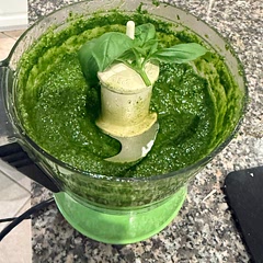 Easy to make. I grow my own basil so I knew it was clean. I shredded the Parmesan cheese to reduce any processing flour that is added to the pre shredded Parmesan cheese. So much better than store bought pesto!