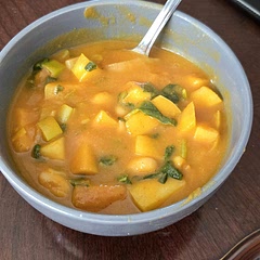 I used spinach instead of kale and I did not use any celery, and it was delicious! Pretty easy to make, and tastes really good with bread!