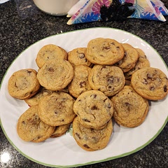 Added a little coarse kosher salt to the tops before baking. Baked for 9 minutes. Dark chocolate chips are a must.