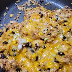 It was good! I adjusted the spices using half the amount of chili powder, the other half was taco seasoning. Then I added a splash of cumin too. I also added a can of corn and stuck to one can of black beans( I adjusted the recipe for 7 servings). Rice I used just a cup and a half. Followed the rest of the recipe for cheese and green onions at the end. Served with a dollop of sour cream. Will definitely make it again!