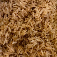 I made just the rice, with jasmine rice, and frying the spices and rice first in sesame oil. And I couldn’t find my curry powder, so I used garam masala instead.
I think next time, I’d use fresh ingredients as much as possible, i.e. fresh garlic, ginger, onions and curry leaves.