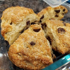 Didn't do any extra flour for kneading, just pressed them into rounds once the dough came together. Made 2 rounds sliced into sixths before baking (separated after they came out.) They were perfect at 20 mins.