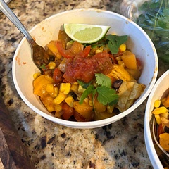 Doubled the squash but kept everything else the same. The extra water was not soaked up well causing it to be runny and the squash needed more time than the other veggies even though I cut them smaller. 8.5/10