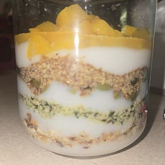 I used So Delicious Peach coconut yogurt and skipped the berries and maple syrup the first time and it was really delicious.  The next time I used unsweetened vanilla with the berries and maple syrup and it was okay. 
