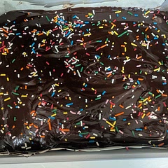 The brownies were very good. Me, my husband & his friends tried them. We all went back for seconds. My only complaint is, I felt it was too rich. Like eating too much dark chocolate in one sitting.
What I tweaked:
Only had dark brown sugar on hand.
Used 3 extra large eggs instead of large. So I didn't add in egg yolk.
Forgot to add the oil.
Used regular sprinkles. Next time I think mini M&Ms to get the classic Comic Brownie vibe. But regular sprinkles were good too.