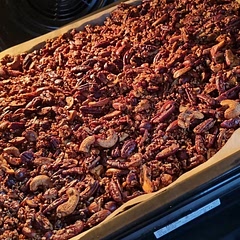 It was my first homemade granola and it was great! I skipped the dried fruits because I don't like it and it has a lot of sugar; oats, nuts and the rest tasted phenomenal.
